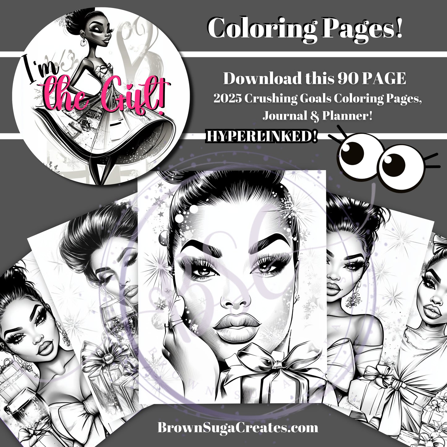 CRUSHING GOALS ALL 2025 COLORING & ACTIVITIES 90 PAGE HYPERLINKED JOURNAL | PLANNER
