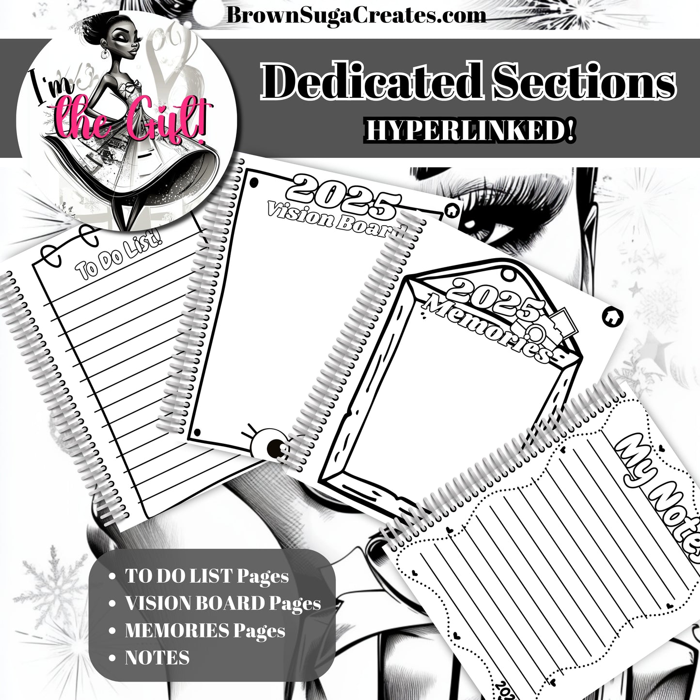 CRUSHING GOALS ALL 2025 COLORING & ACTIVITIES 90 PAGE HYPERLINKED JOURNAL | PLANNER