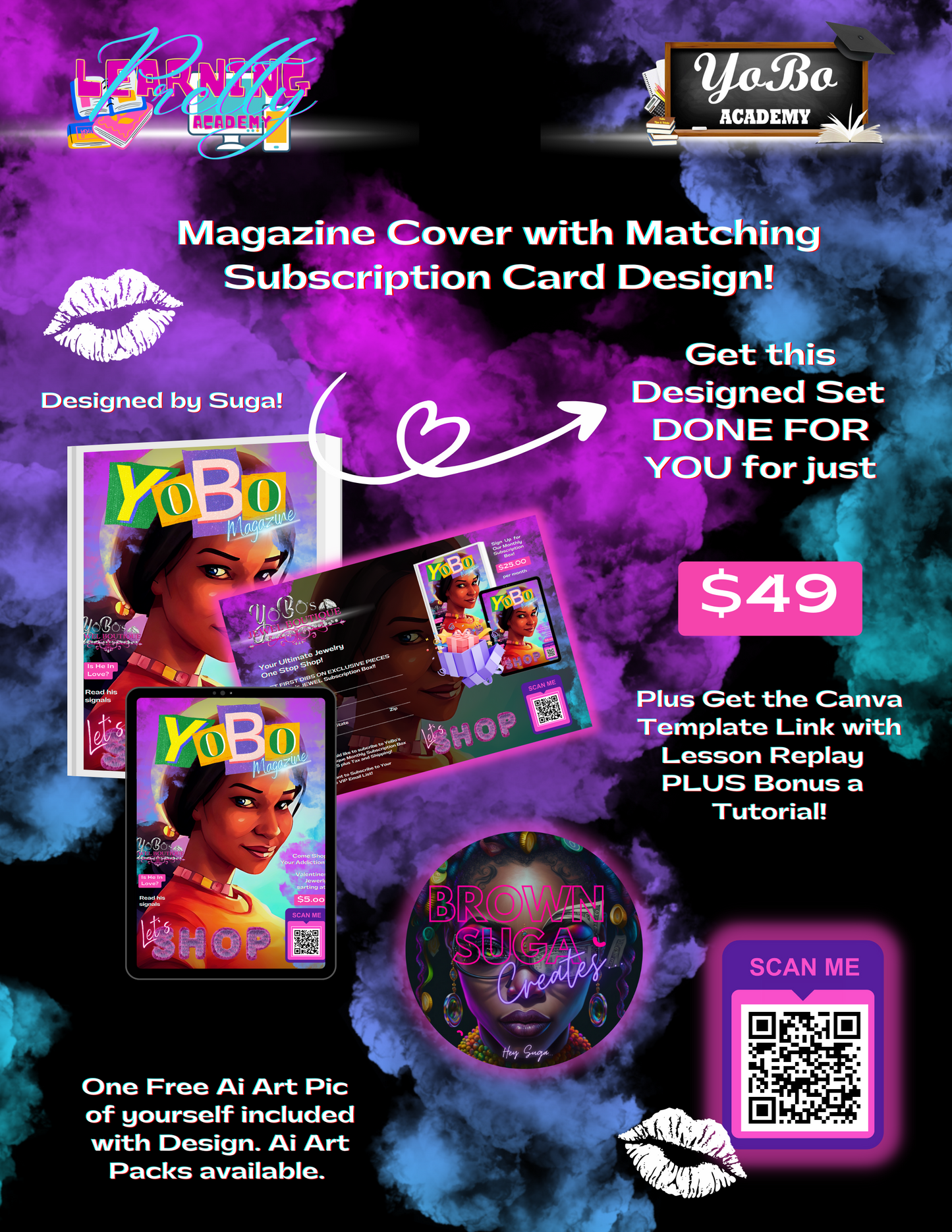 Magazine Cover & Subscription Card "DONE FOR YOU" Design plus Template & Tutorial